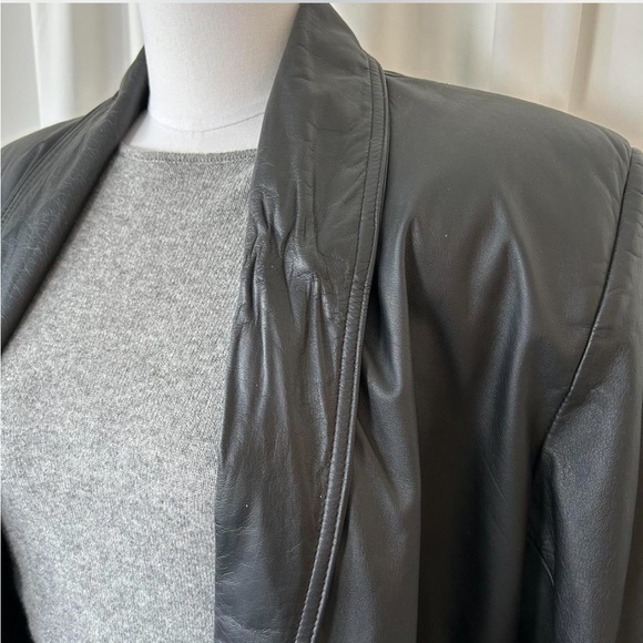 Vintage Pelle Club black long leather trench coat size Medium. - Picture 12 of 12